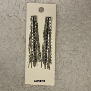 Silver/Black Studded Dangle Earrings